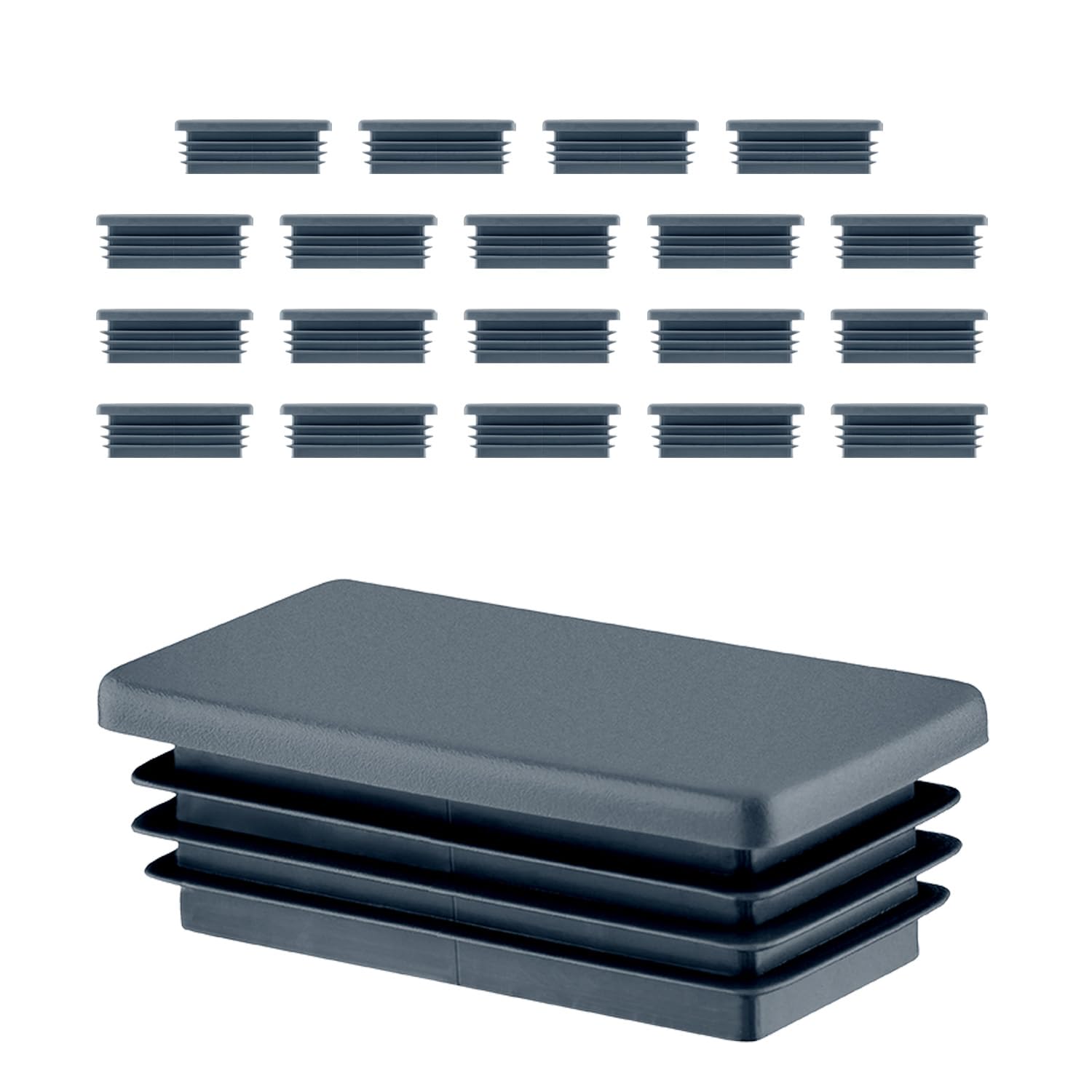 EMFA Plastic End Caps 80x50 mm – Anthracite Rectangular Tube Inserts – Lamella Plugs for Metal Tubes and Structures – 20 Pack – 8x5 cm