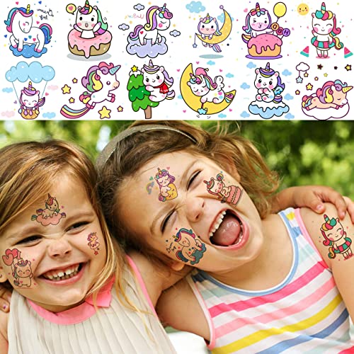 Tasroi 50 Pcs Cute Unicorn Temporary Tattoos For Kids Girls Teens, Waterproof Fake Hands Face Tattoo Sticker For Children Toddler, 3D Cartoon Tattoo Teens Birthday Gifts Party Favors Sets Supplies #TOP1