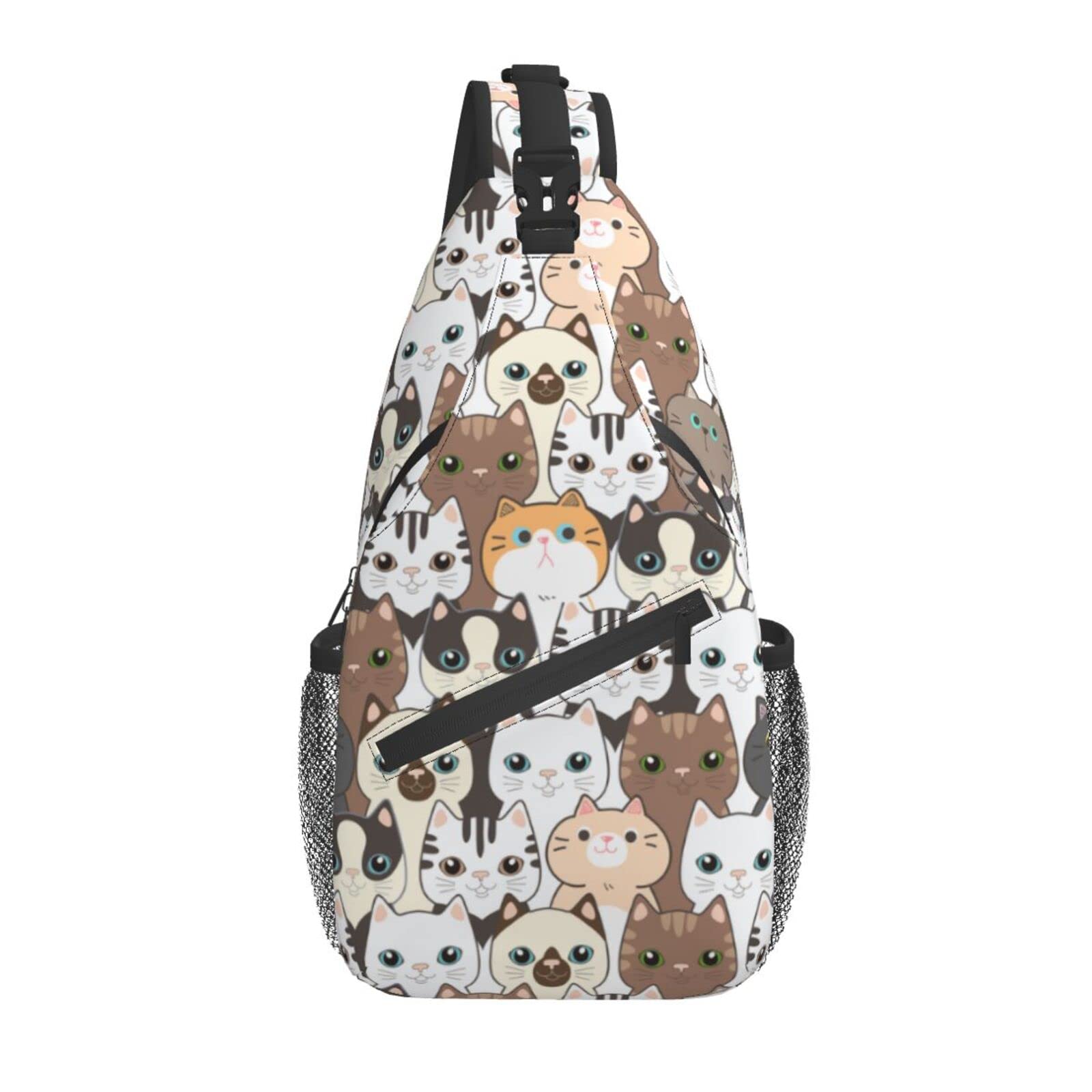 BCQJNB Cat Cartoon Sling Backpack Crossbody Shoulder Bag Travel Hiking Daypack Gifts