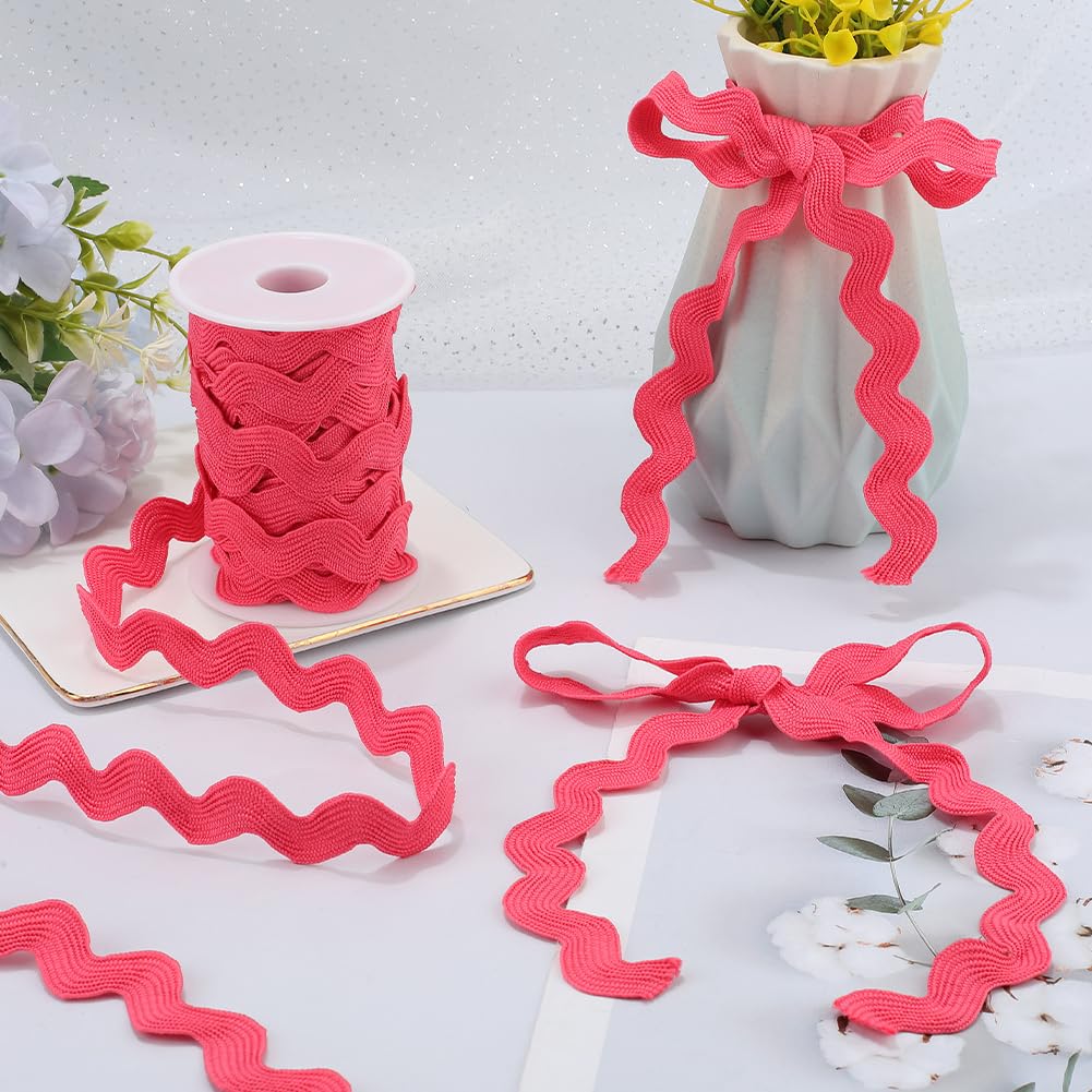 GORGECRAFT 12.5 Yards Polyester Rick Rack Trim 13mm Ric Rac Zig Zag Wavy Ribbon Light Coral Rickrack S Shaped Lace Ribbon Woven Braided Fabric with Spool for Sewing DIY Crafts Christmas - Image 3
