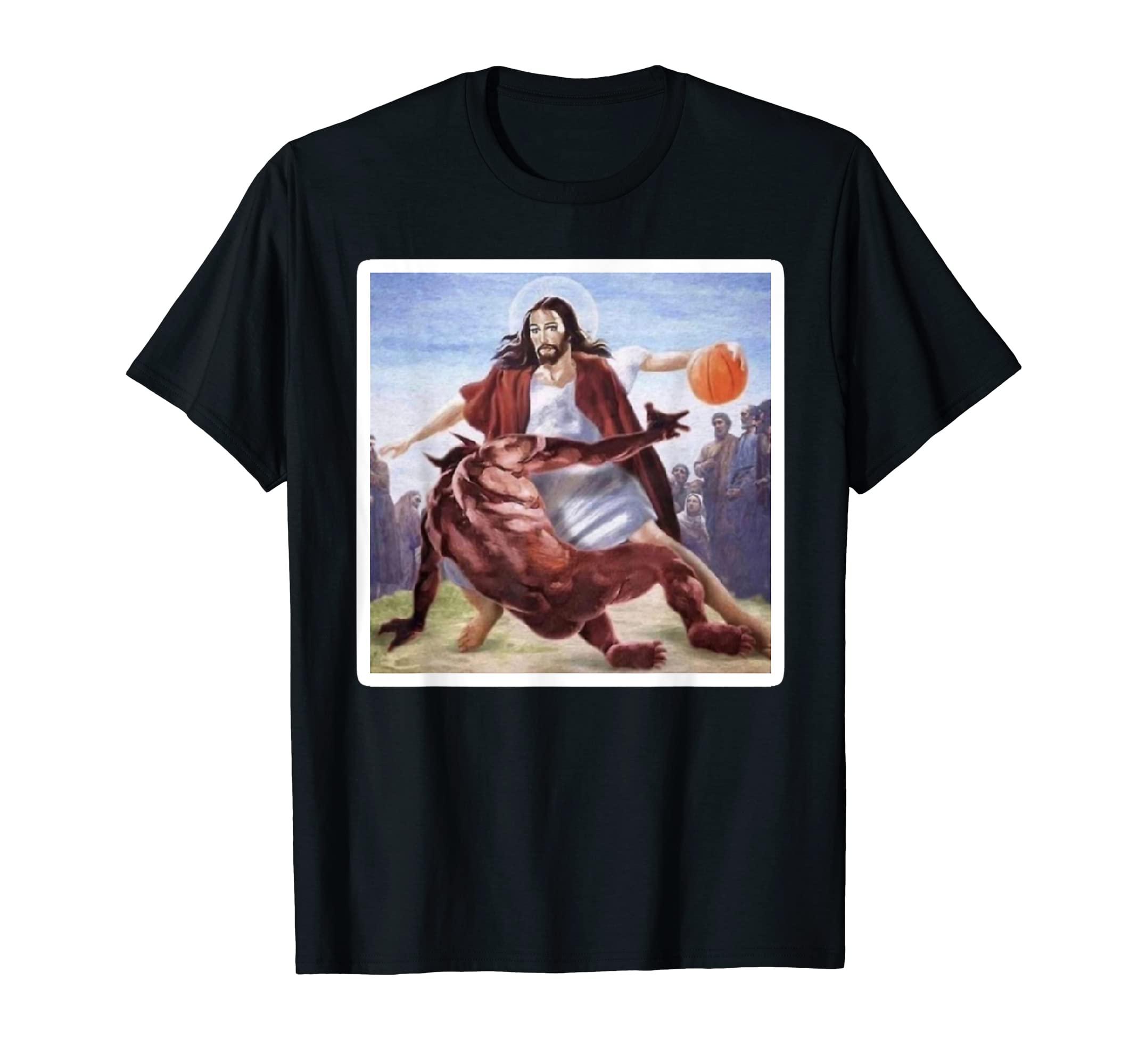 Good Catchy Design TeesJesus Crossing Up Satan Basketball T-ShirtOEKO-TEX STANDARD 100