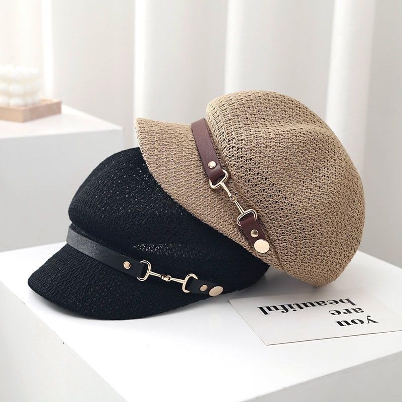 Gorro estilo Newsboy para mujer, tejido, transpirable, visera corta miniatura 5