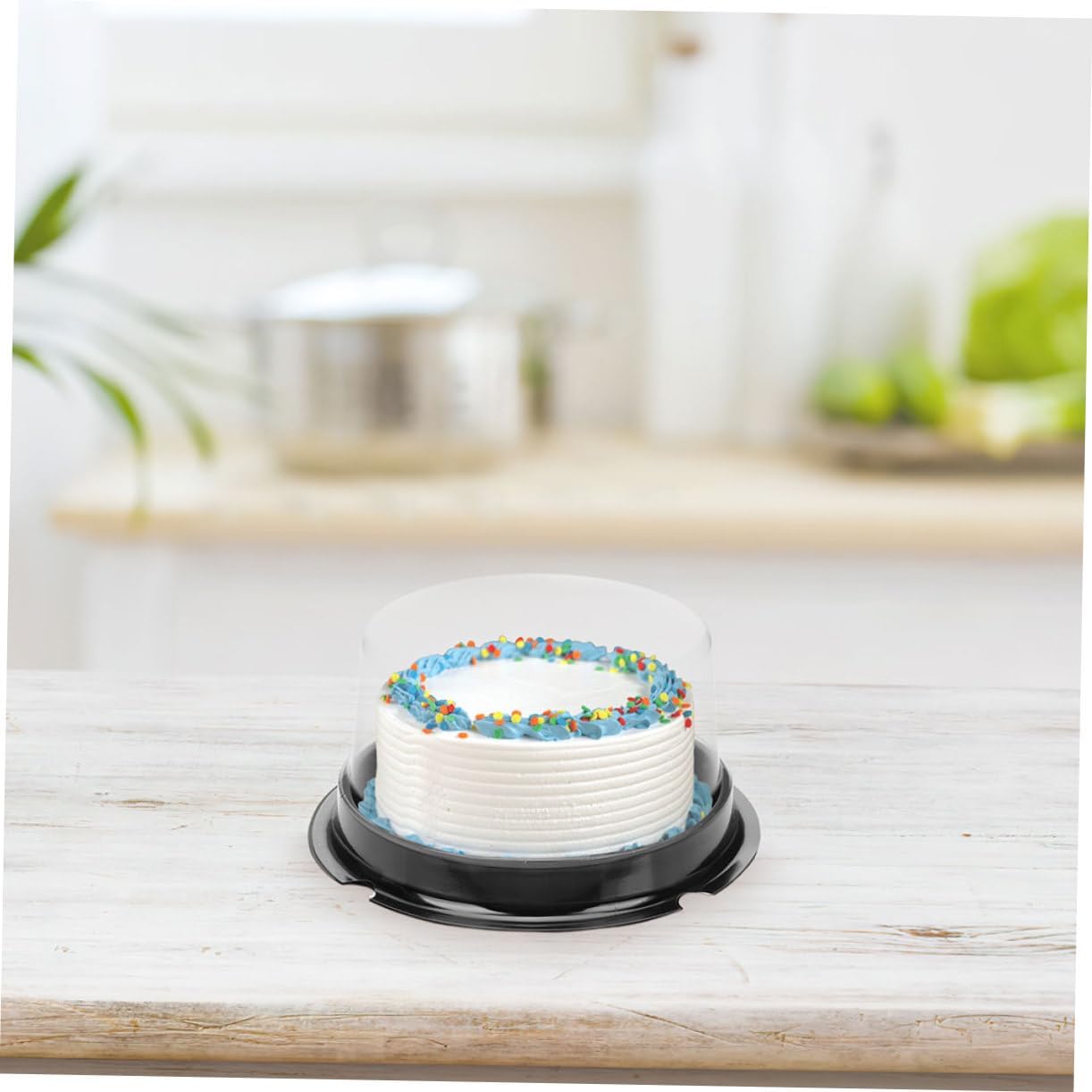 Garneck Elegant Round Cake Carrier Box 4 Inches Plastic Cake Container with Lid Perfect for Cheesecake and Birthday
