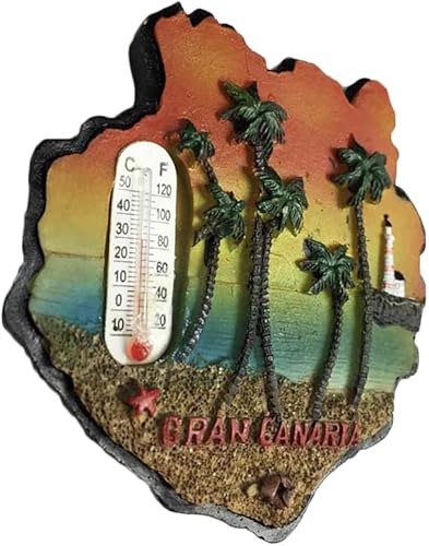 Termómetro 3D Gran Canaria España Nevera Imán Nevera Recuerdos Turísticos Hecho a Mano Resina Artesanía Pegatinas Magnéticas Decoración Hogar Cocina