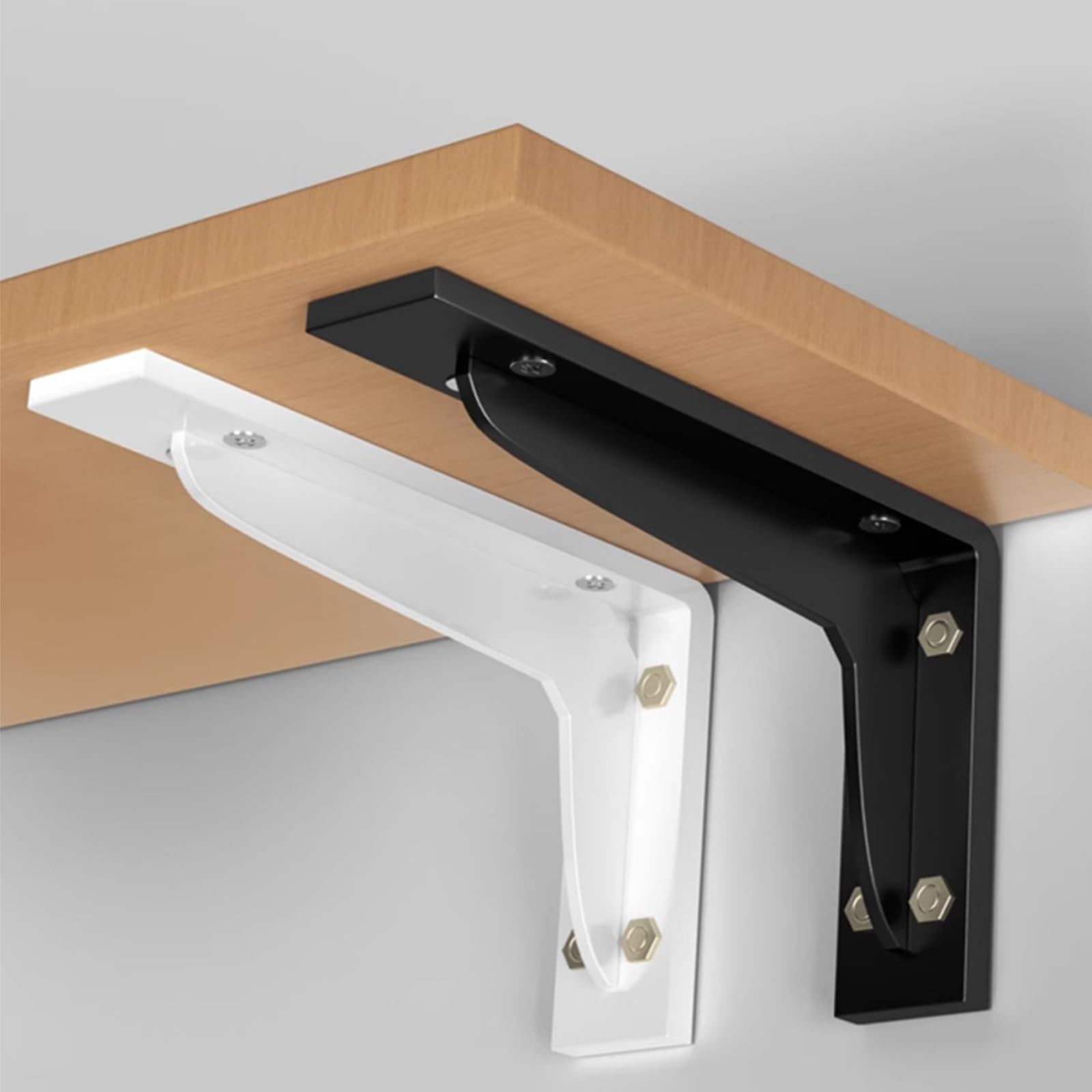 2 Pezzi Staffe per Mensole Pesanti,Mensola Galleggiant Supporto di Metallo,Forma a L di 90 gradi Staffe per Scaffali,Supporto Mensole da Muro,per la Casa e l'ufficio,con viti (440mm,White)