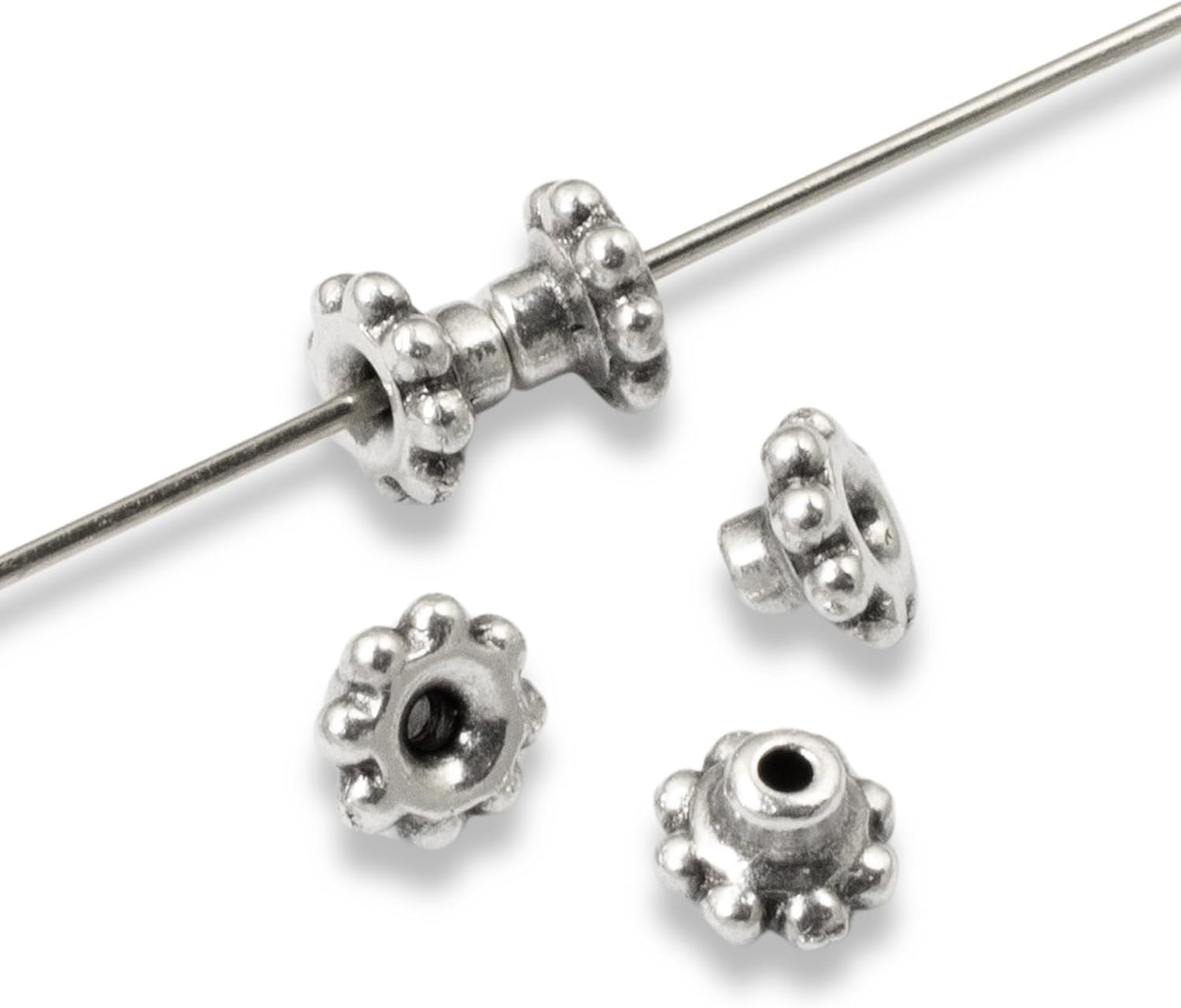 50-Pack Silver BeadAligner with Peg - Large Hole Stabilizers for Lampwork Beads - for Craft Enthusiasts