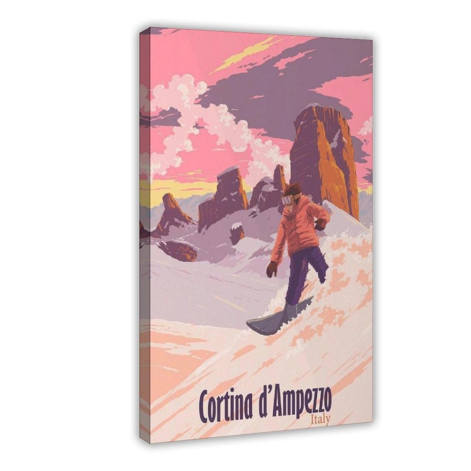 HOHHMY Cortina D'Ampezzo Ski Canvas Poster for Office Decor Gift