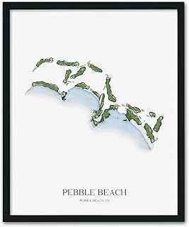 Pebble Beach Golf Course Map Golf Poster - UNFRAMED - Wall Art, Golf Artwork, Home Decor (11x14 in)
