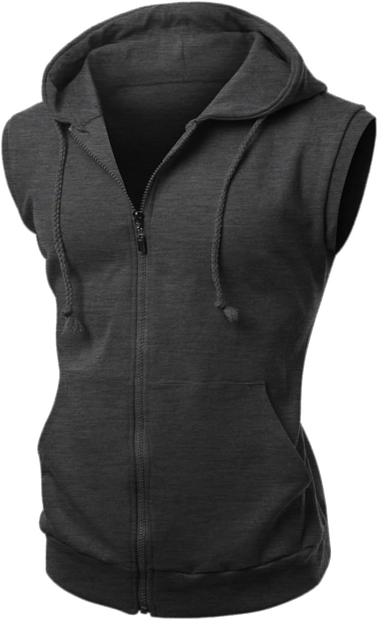 Men's Mens Cotton Zip Up Hoodie Vest