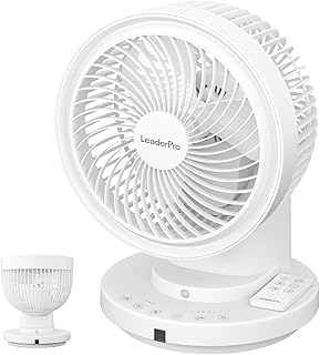 LeaderPro Quiet Table Fan with AC Motor and Remote Control, 3D Turbo with Oscillation, Desktop Fan with Proximity Sensor f…