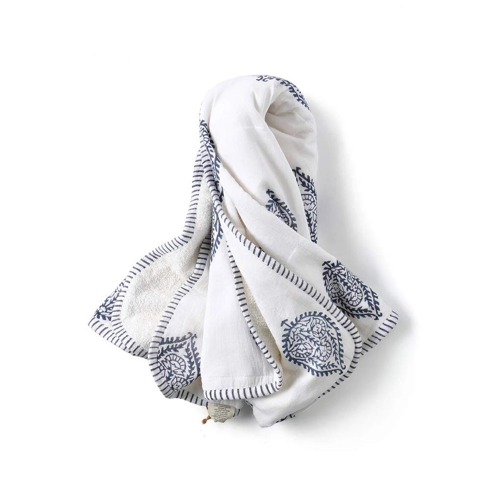 Malabar Baby Hooded Block-Printed Towel, Super Soft Cotton Fabric Wash Clothes for New Born, Toddler, Soft, Safe & Skin-Friendly Bathrobe, Wrapper, Blanket, Size 34”x 34”(87x87cm) 0-4 Years, Fort