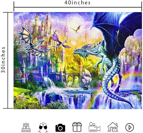 Miniatura 6 de Ine Ive Tapiz de dragón de fantasía, estilo de animales medievales, decoración de pared, arte psicodélico, hippie, para colgar en la pared (#1, 40 x