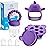Baby Fruit Food Feeder Breastmilk Popsicle Molds for Teething Relief - 3 Pack Feeding Sets - 1 Freezer Tray with Lid & 1 Teether & 1 Silicone Pacifier + 3 Extra Sizes Infant Feed Mesh (Purple)