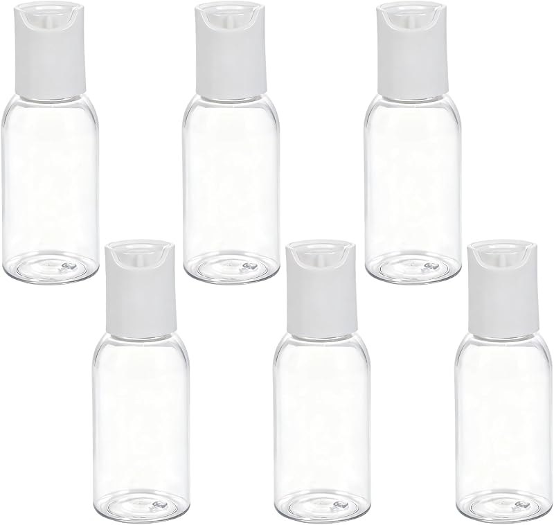 TRENDBOX Frasco transparente de plástico PET com tampa flip-top, 30 mL, Pacote com 6