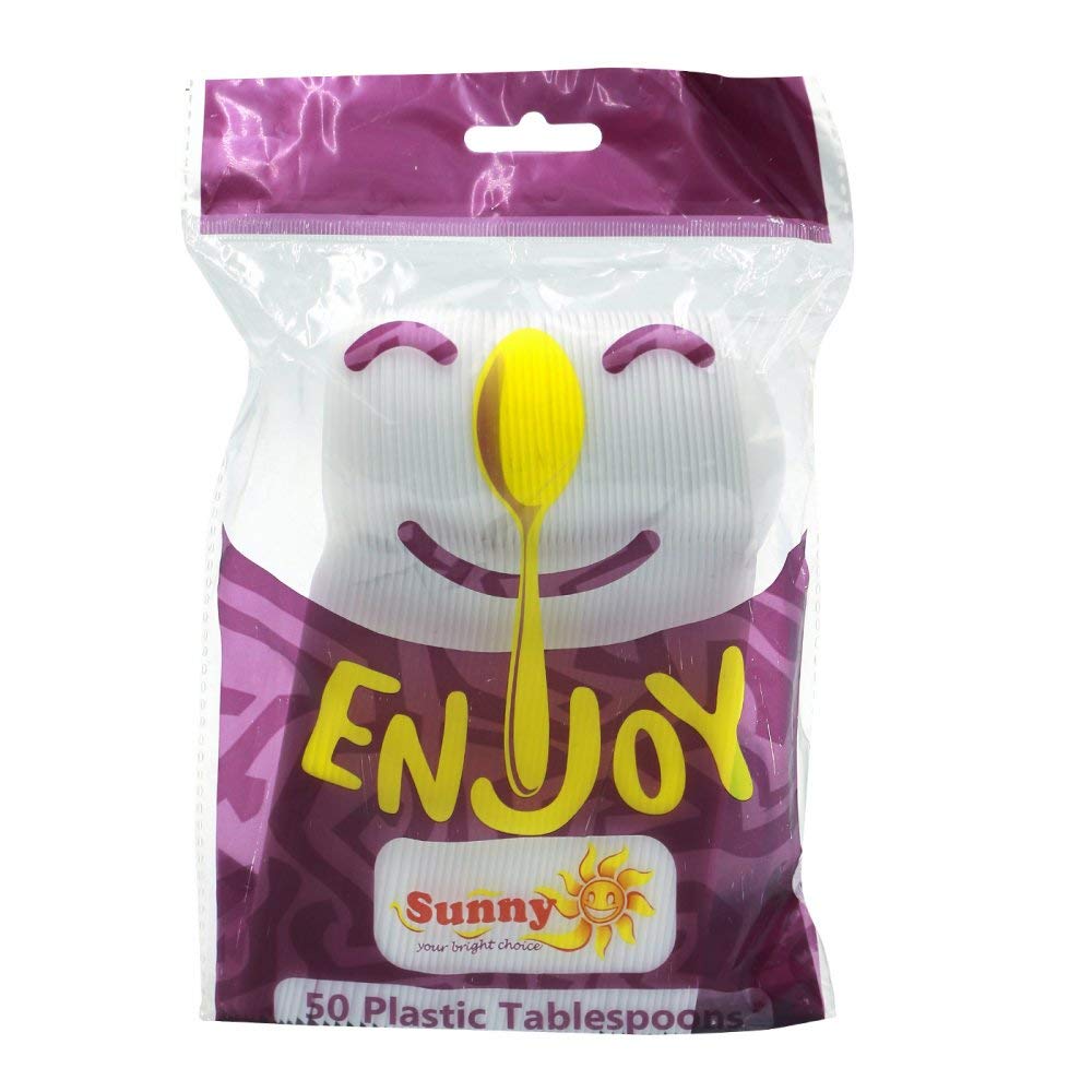 Sunny Plastic Tablespoons White 50Pcs
