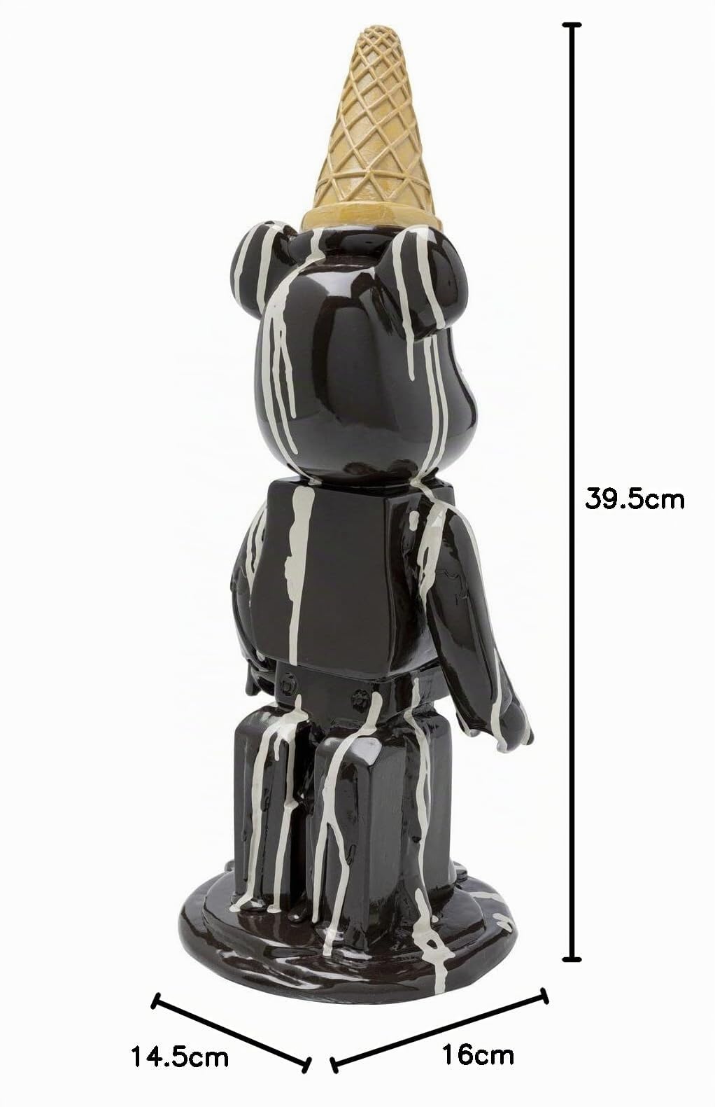KARE Design figura decorativa Gelato Bear, nero, 40cm, decorazione divertente, motivo orsacchiotto, stile pop art, idea regalo, decorazione cameretta, per giovani, In Piedi