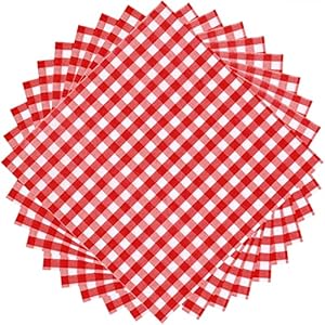 100 Hojas de Servilletas de Papel a Cuadros Desechables Servilletas de Rojo y Blanco de 12,9 x 12,9 Pulgadas para Cena Familiar, Picnic, Barbacoa, Año Nuevo, Navidad, Fiesta de Cumpleaños