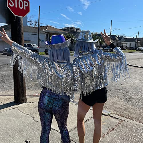 Sequin Fringe Jacket Tinsel Jacket Disco Theme Country Concert Rave Festival Outfits for Women3