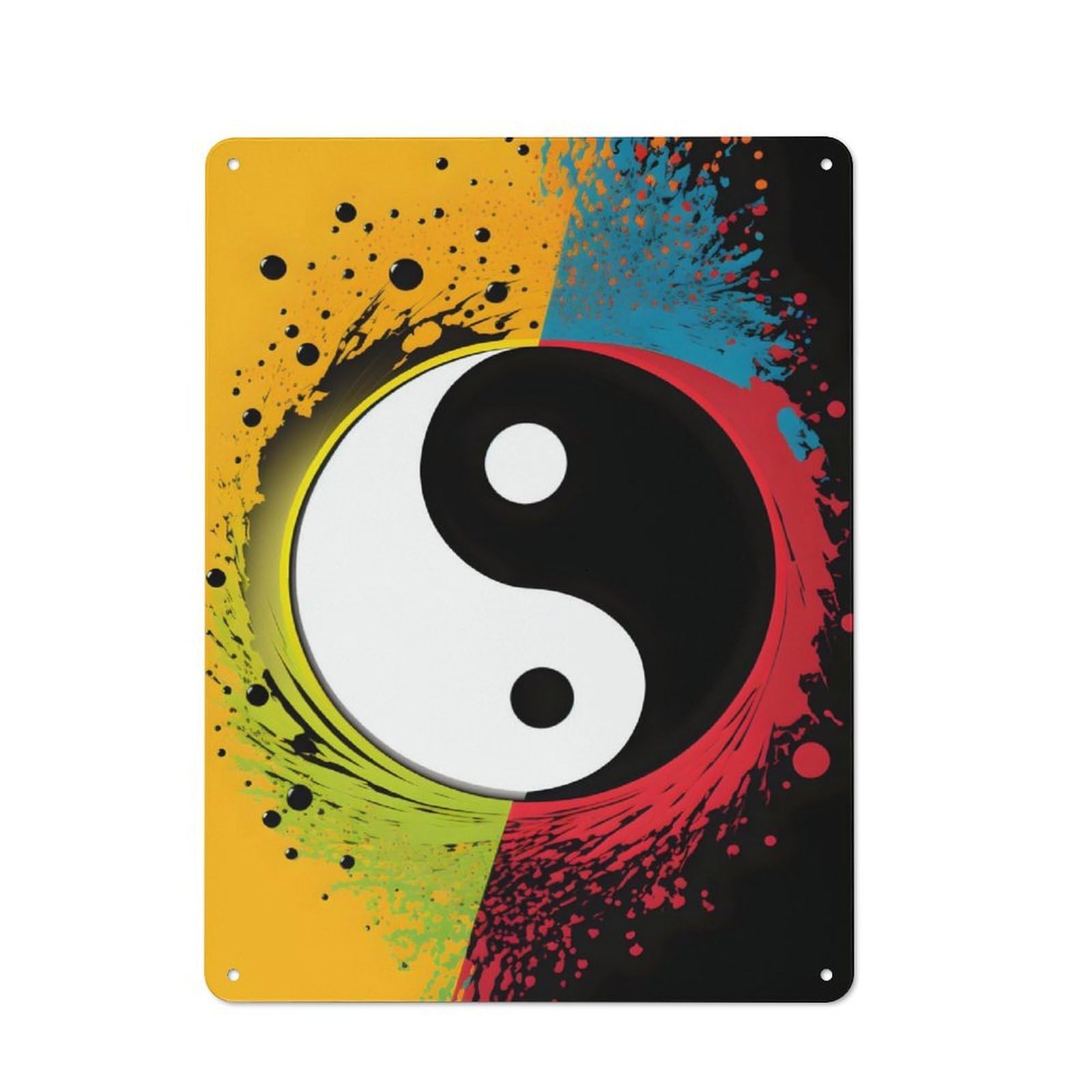Junmoney Harmony In Color Yin Yang Retro Metal Sign 40X30cm For Café Or Home Bar, For Home Interiors, Feature Walls And Decorative Displays