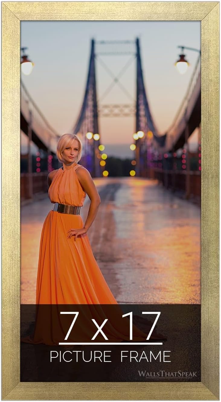 wallsthatspeak 7x17 Gold Picture Frame for Puzzles Posters Photos or Artwork