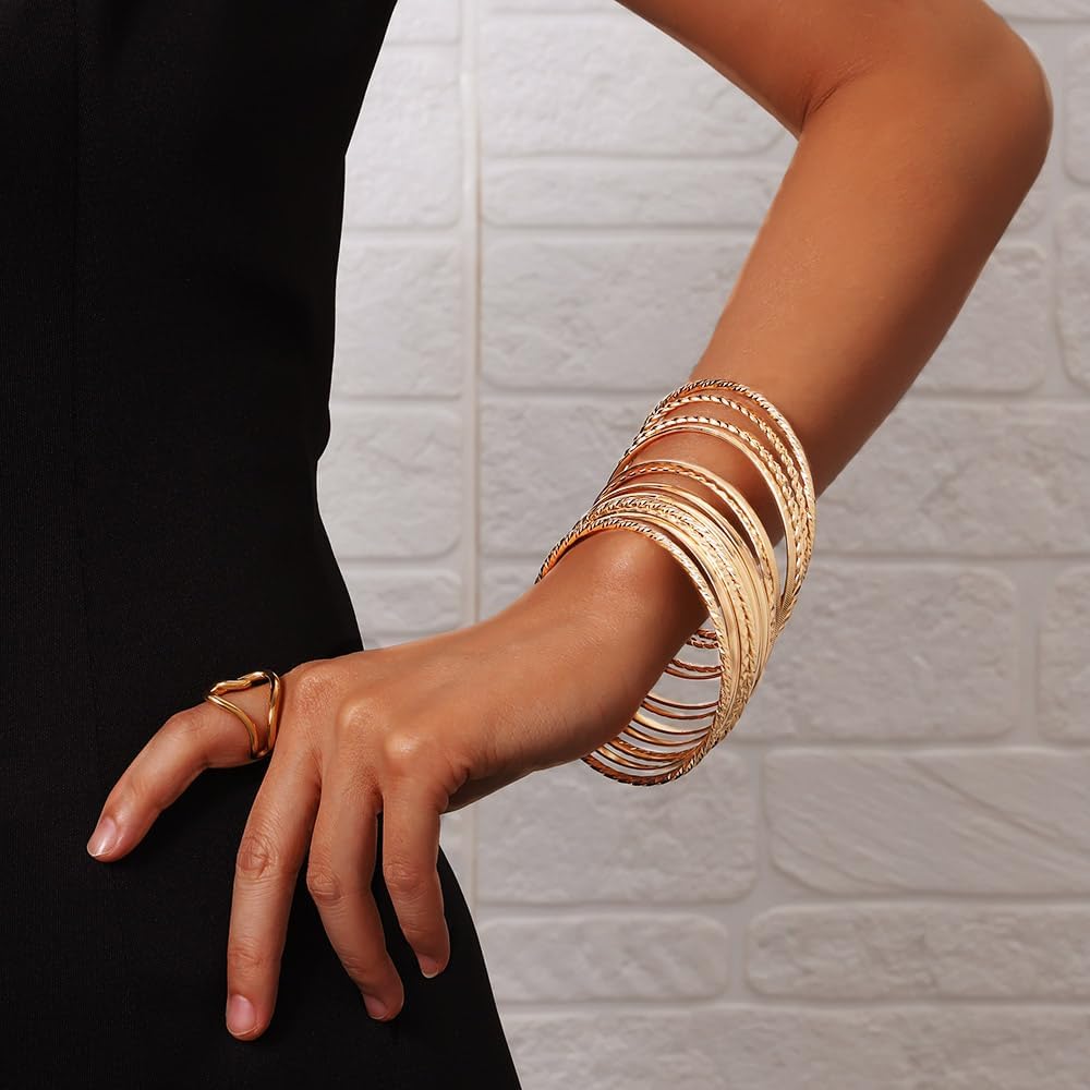 Gold Bangle Bracelets Indian Bangles Stackable Jewelry Set for Women - Image 2