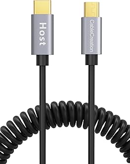 Cablecreation Coiled Usb C To Micro Usb Otg 480Mbps Type C To Micro Usb, Usb C To Usb Micro Cable For Smartphones, Tablets, Mp3 Players, Cameras, Ps4 Game Consoles (1.2M, Black)