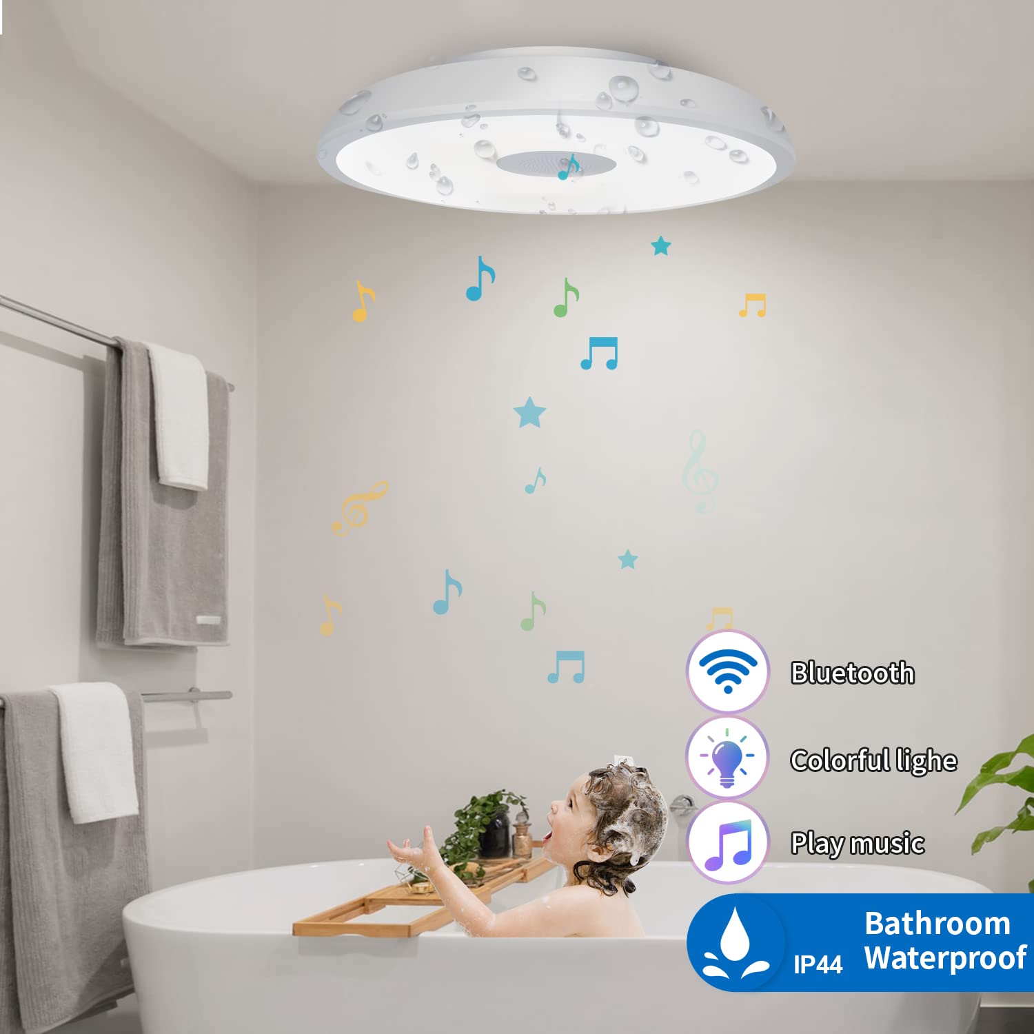 18W Φ28cm Plafoniera LED Con Altoparlante Bluetooth Musica Lampada Soffitto Moderni Con Telecomando Dimmerabile RGB Cambia Colore Per Bagno