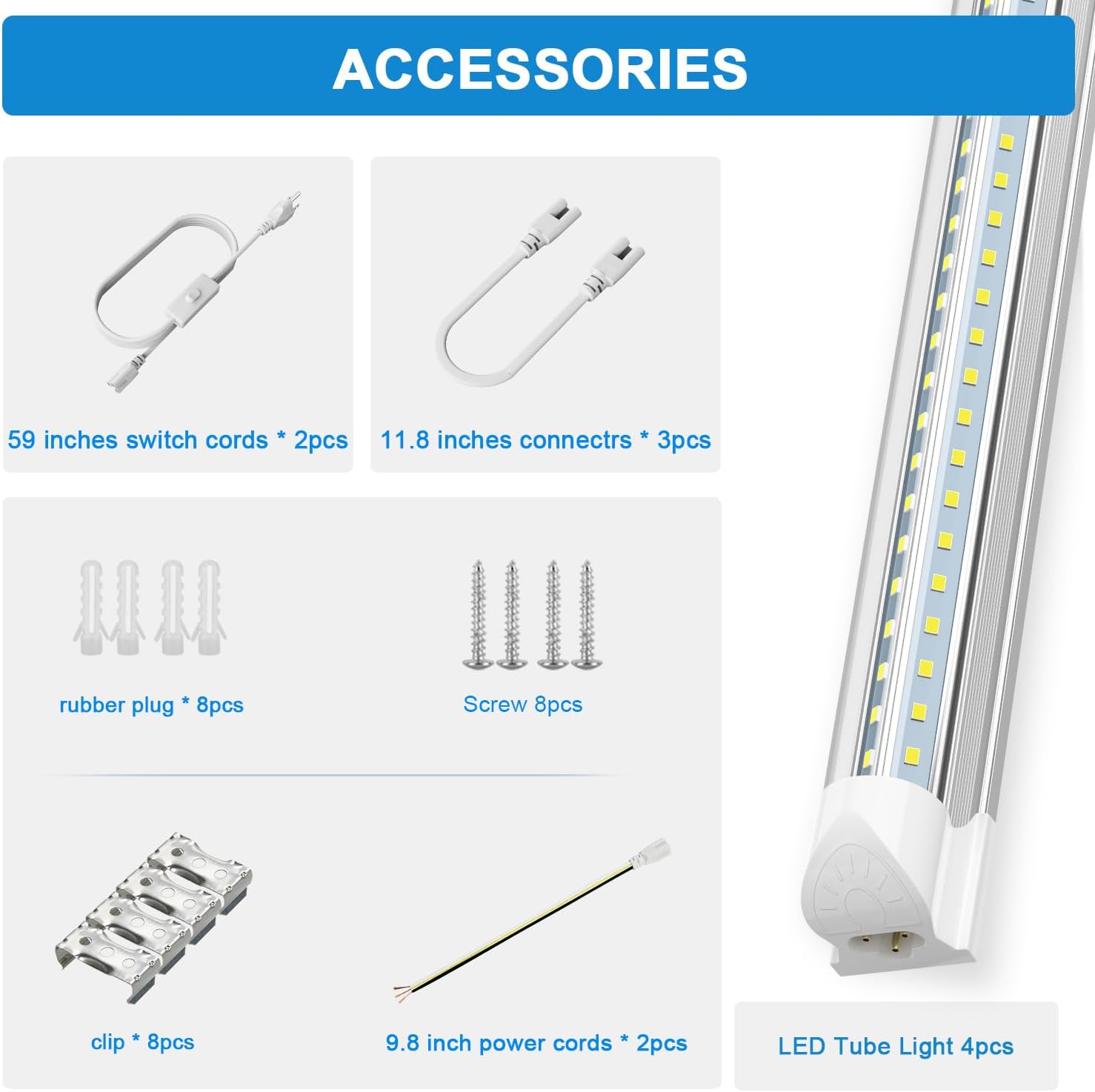 SHOPLED LED Shop Light 3FT, 30W 4000LM 6000K Cool White, V-Shaped Linkable T8 3 Foot Tube Lights, LED Ceiling Lights for Workbench, Workshop, Basement, ETL Listed, 4 Pack