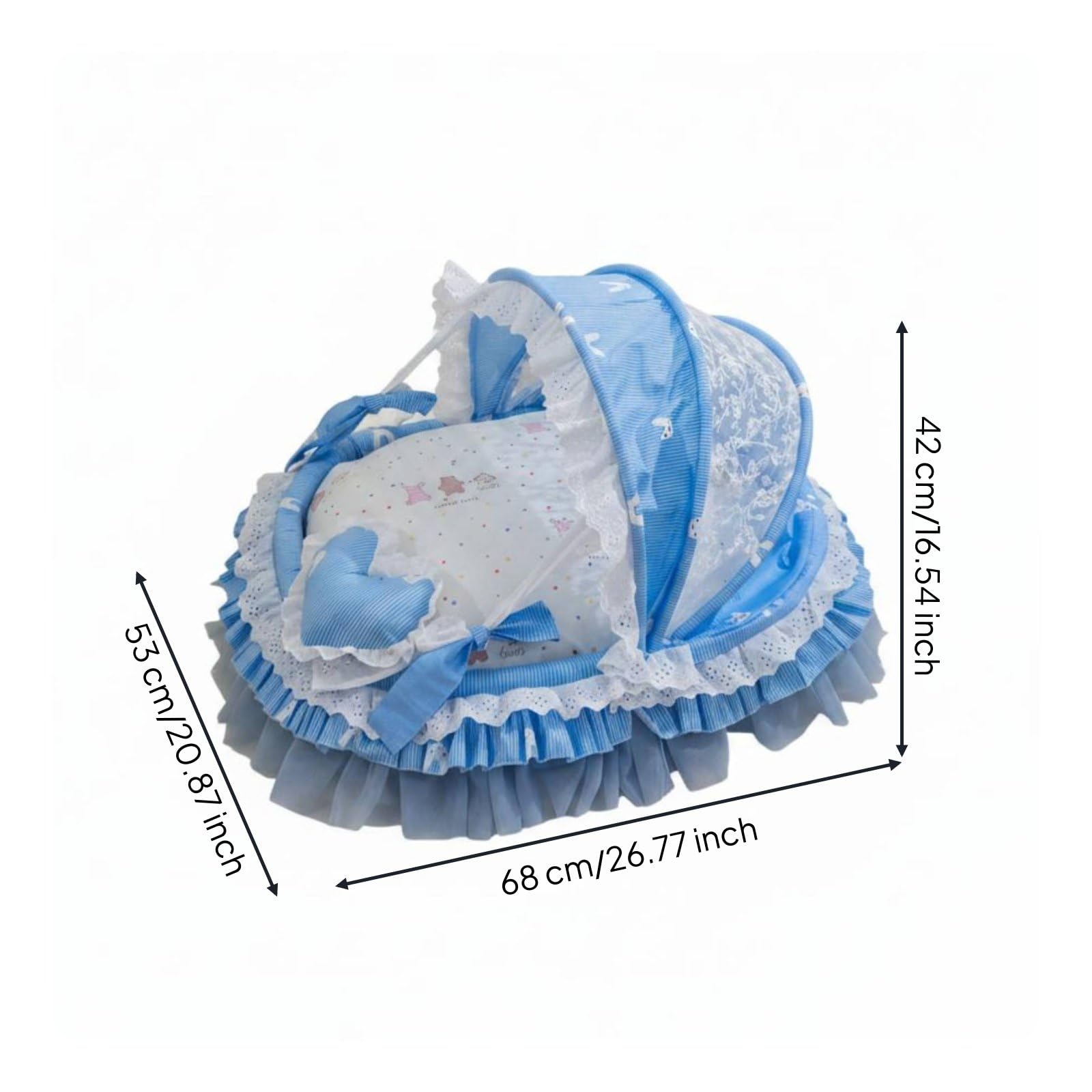 Lit Bercelonnette pour Animaux Coussin pour Chats en Dentelle Cradle Forme Semi-fermé Garnissage Confortable Coton Facile à Nettoyer Convient à Chiens Chats Intérieur, Milk Blue