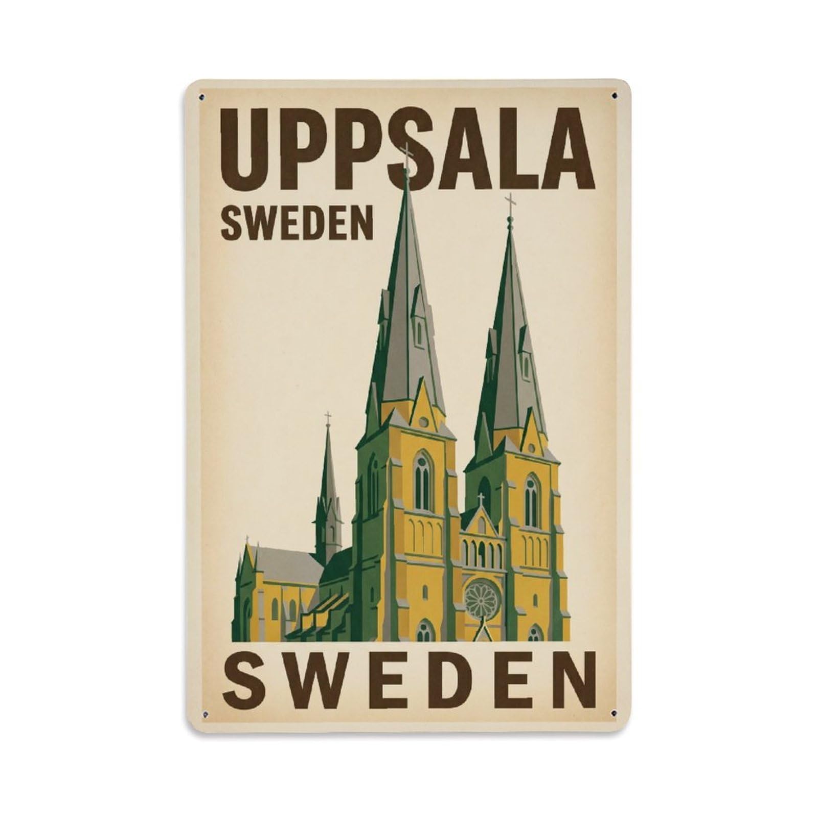 Retro Sweden Uppsala Travel Metal Tin Sign