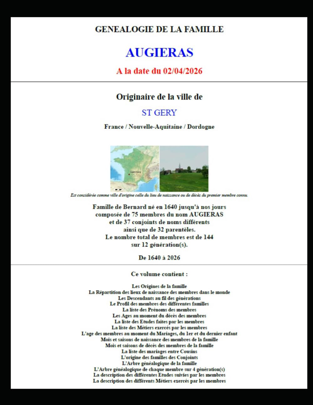 AUGIERAS Généalogie, Profils et Arbres