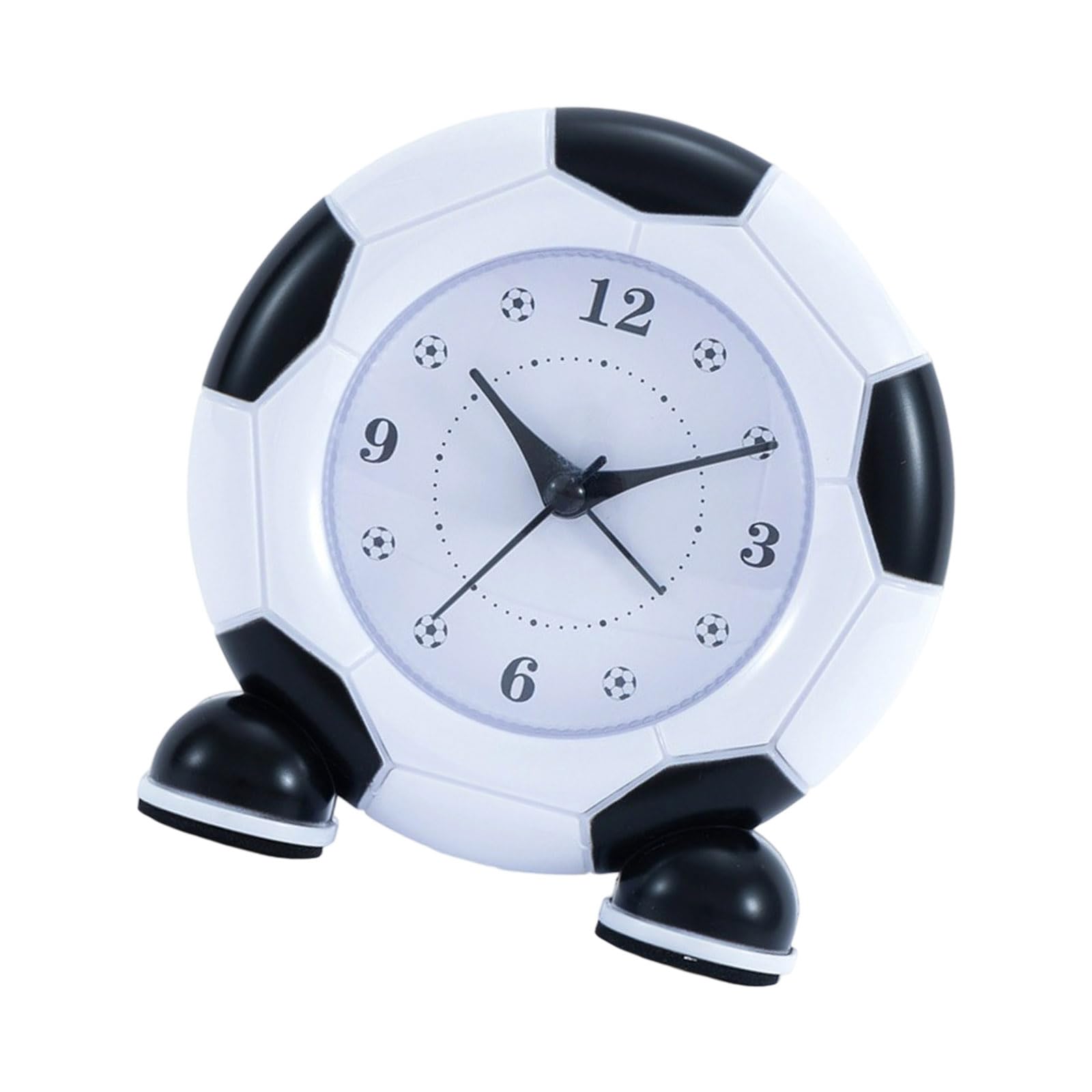 Xjdzineq Modern Soccer Analog Alarm Clock Noiseless Movement Construction Easy Reading Arabic Numerals Battery Operated Quiet Alarm Clock for Bedroom