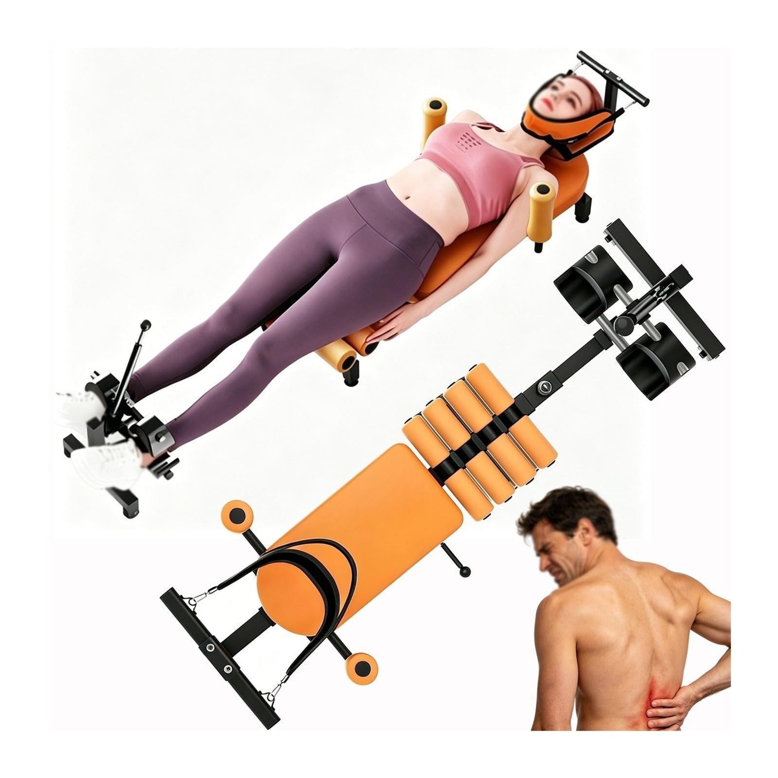 Professionelle Rücken-Stretch-Bank,rückendehner Und Wirbelsäulenstrecker,Mobile Rückenstabilisator,Längenverstellbar Rückentrainer,Belastbarkeit 130kg,Ideal Für Home Gym
