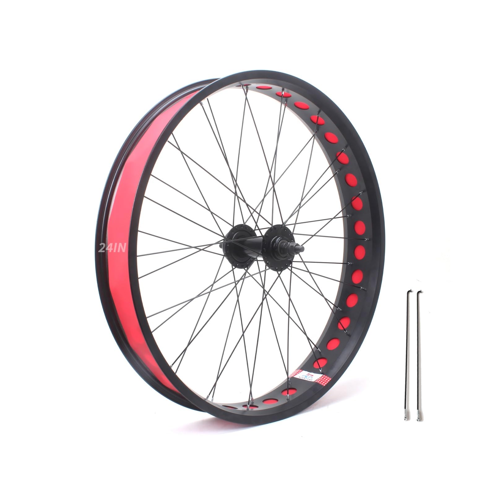 ZXGSXIOU 20in/24in/26in X 4.0" Fat Tire Bike Wheels Disc Brake Snow Front Rear Wheel Solid Shaft 135mm/195mm 36H Hubs Beach Wheelset For 7/8/9/10s Rotary Freewheel 14G Spokes E-Bike