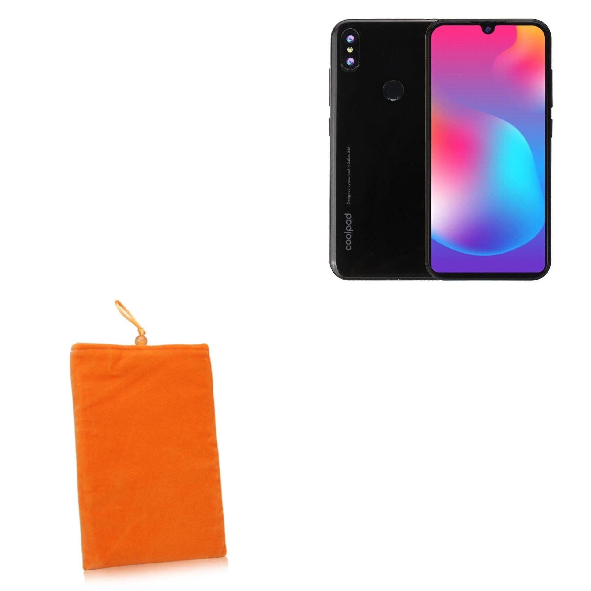 BoxWave Case Compatible with Coolpad N5 Lite - Velvet Pouch, Soft Velour Fabric Bag Sleeve with Drawstring - Bold Orange