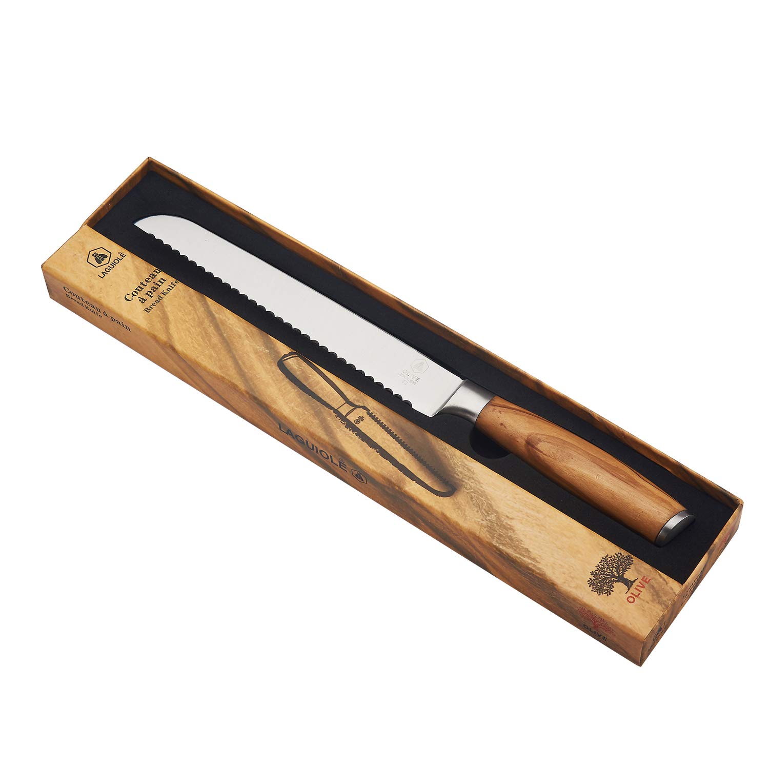 LAGUIOLE - Couteau à Pain - Manche en Bois d'Olivier