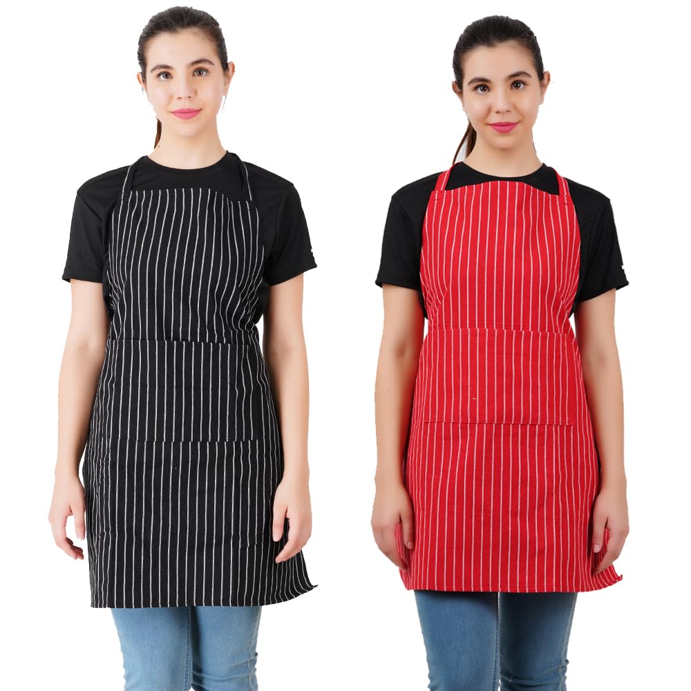 COMFORT WEAVE Delantal de cocina 100% algodón, tamaño libre con bolsillo central en el frón