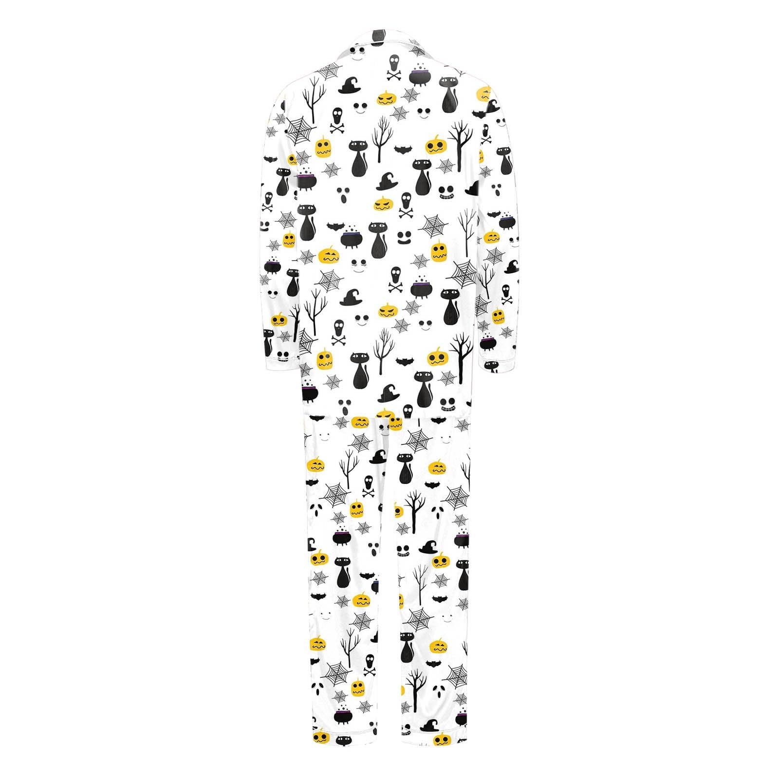 Genérico Pijamas Halloween Mujer - Conjunto de Pijama para Mujer con temática de Halloween Conjunto de Pantalones de Manga Larga Ropa Suave y cómoda para Noches acogedoras y relajación