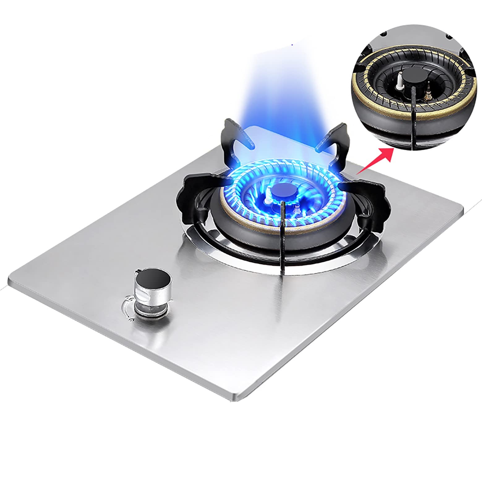 Gas cooktop Desktop Burner Cooker gas hob 33CM Hob, Desktop/Built-in Kitchen Cooking Cookware ， With Flameout Protection And Pulse Ignition,Non-slip Cast Iron Ring， For(D,LPG)