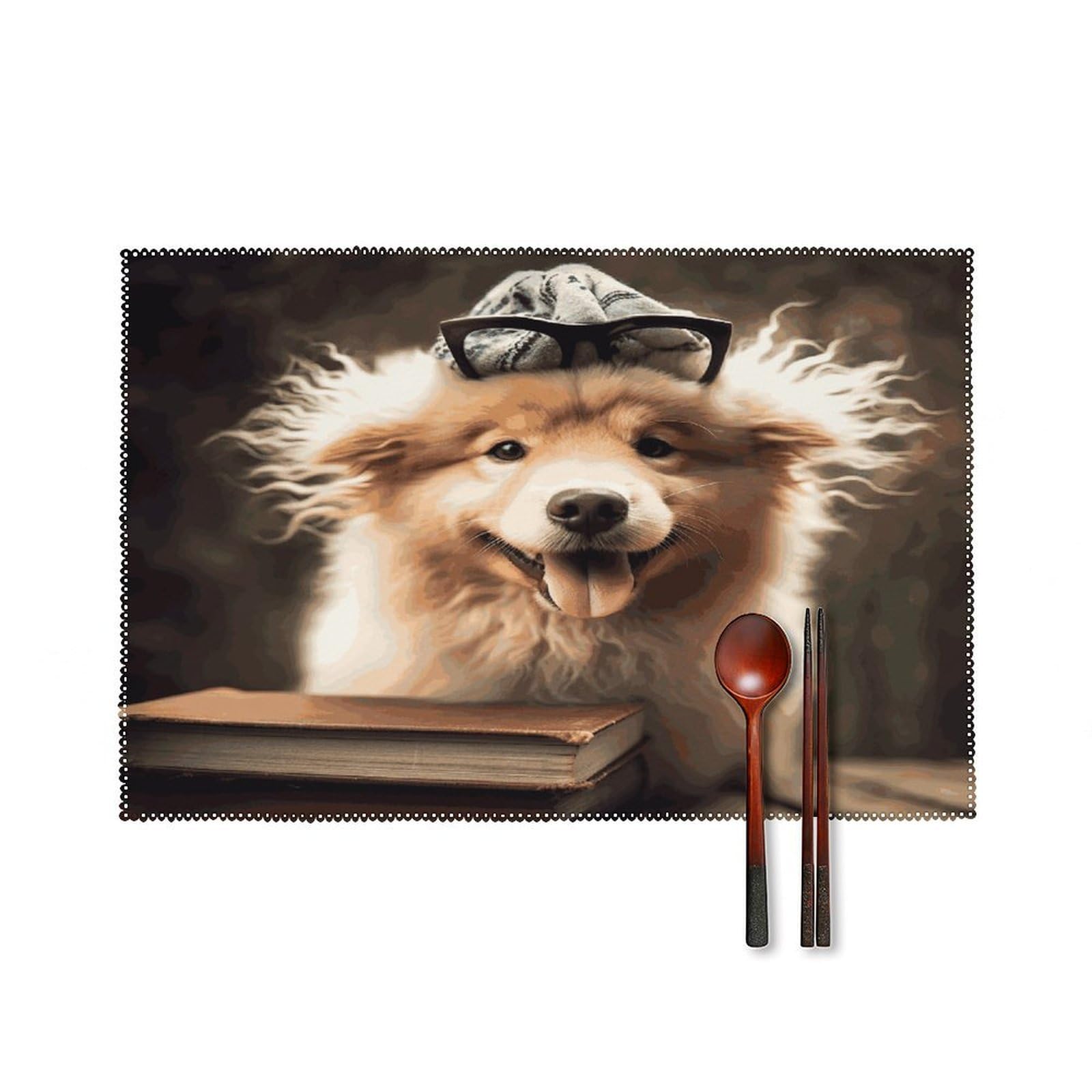 Fekiloot Style Funny Animal Dog Placemats Set Of 6,Table Mat