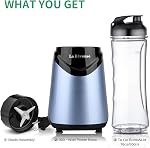 La Reveuse Smoothies Blender Taille personnelle 300 watts avec 18 oz BPA Bouteille de sport portative gratuite (bleu clair)