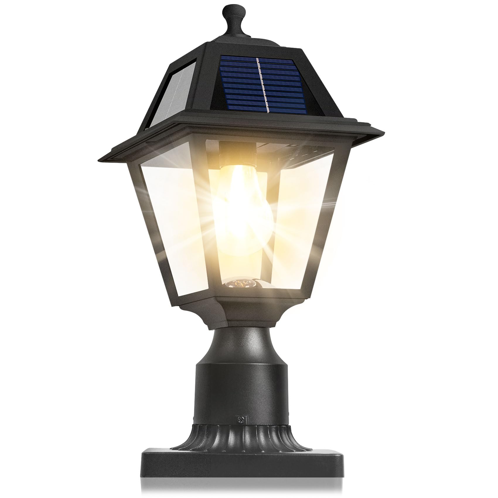 Solar Post Lights 300LM, Dusk to Dawn Solar Lamp Post Light Fixture
