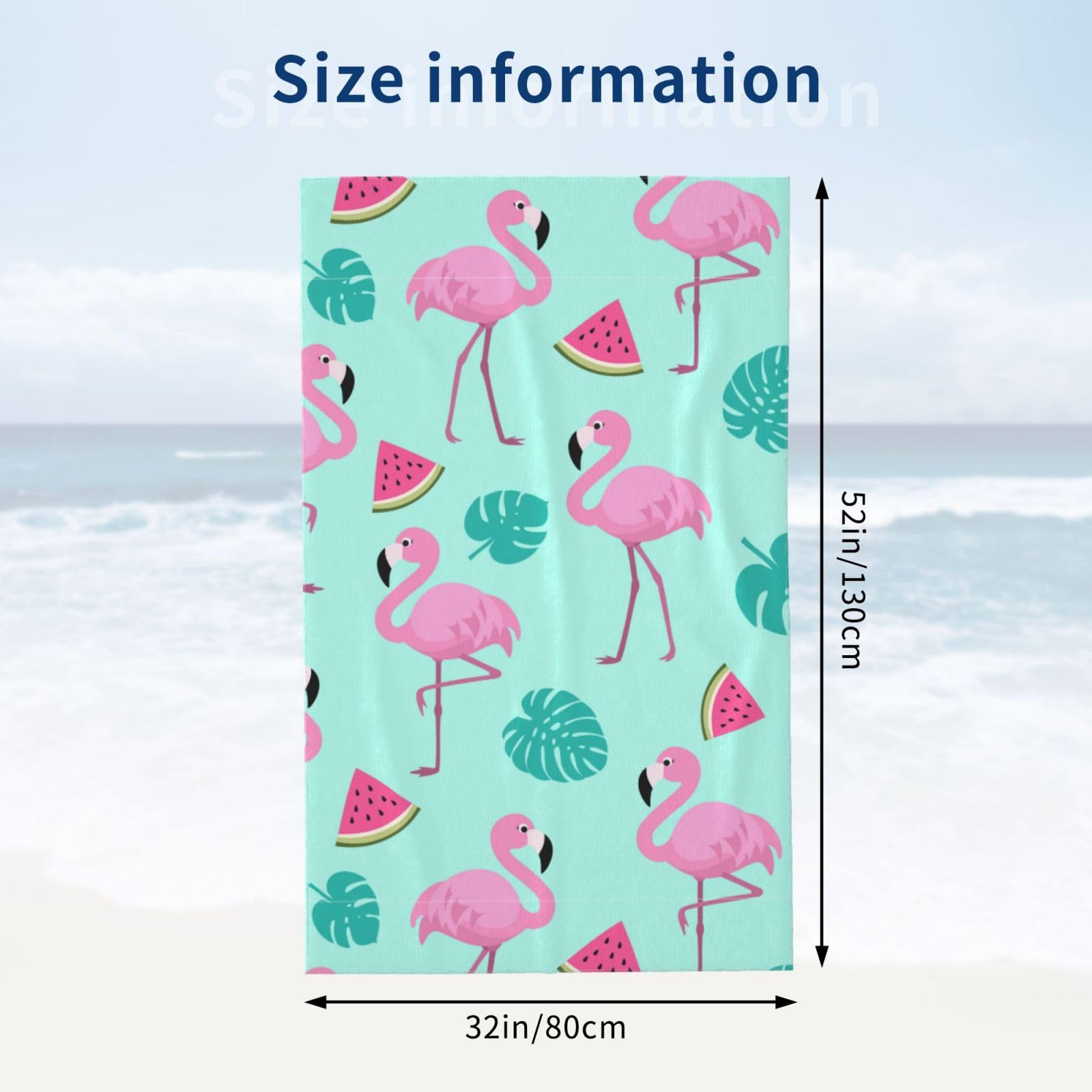 Cromcu Oversized Flamingo Beach Towel 32"x52" - Microfiber, Quick-Dry, Sand-Free Pool & Bath Towel For Adults & Travel - View #7