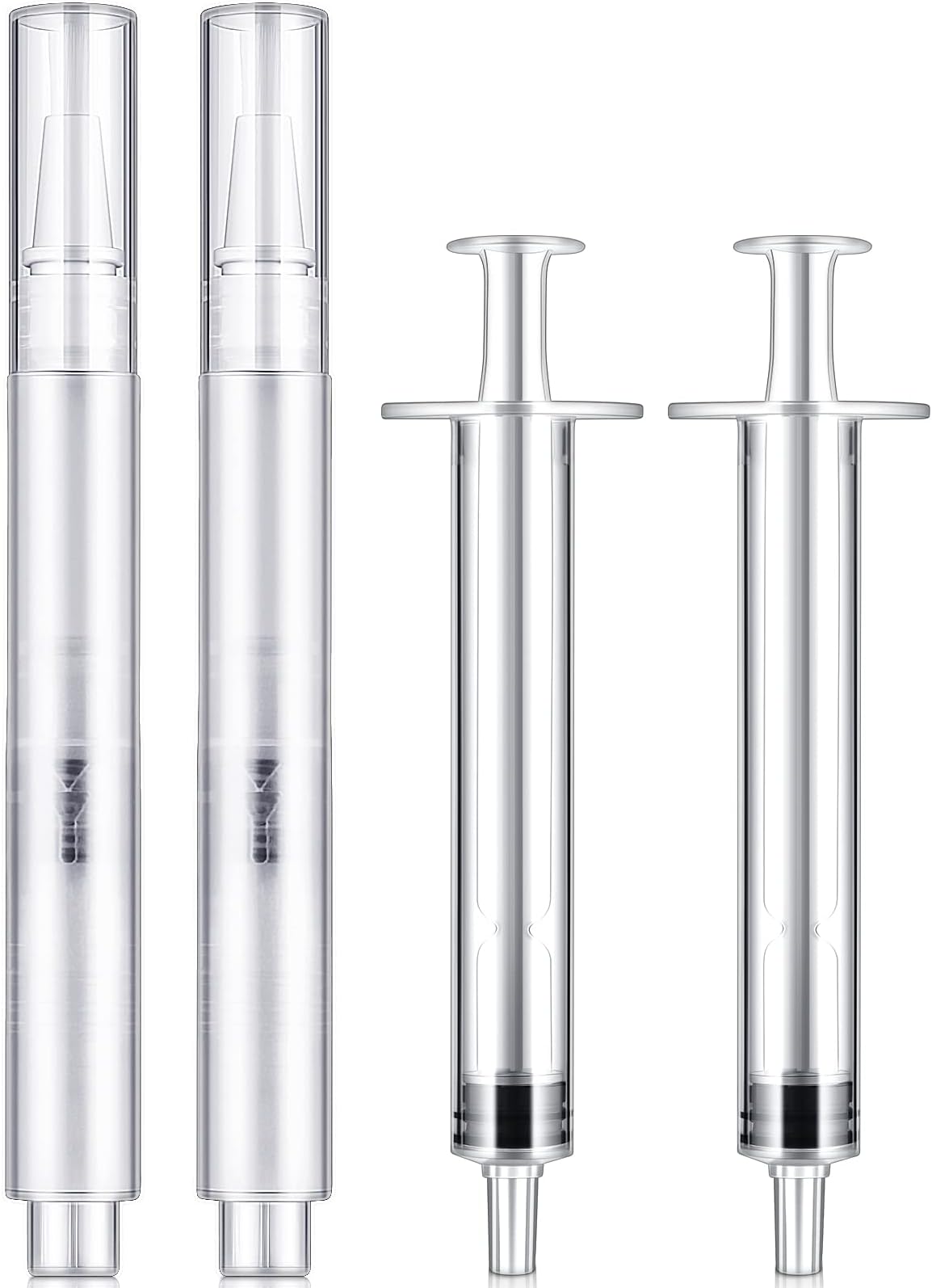 2 in 1 Pack Refillable Brush Touch Up Paint Pen Empty Oil Transparent Paint Pen for Touch Up Wall Cabinets Furniture Wood(4 Pieces,3 ml)