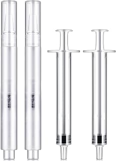 2 in 1 Pack Refillable Brush Touch Up Paint Pen Empty Oil Transparent Paint Pen for Touch Up Wall Cabinets Furniture Wood(4 Pieces,3 ml)