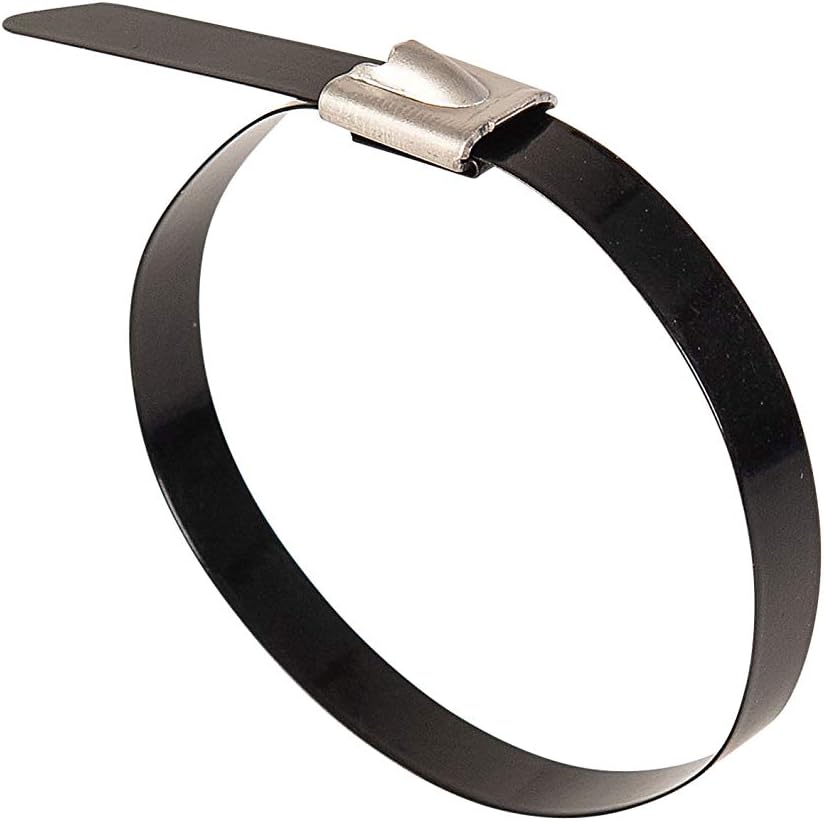 GTSE 25 Pack of Black PVC Coated Stainless Steel Cable Ties 150mm x 4