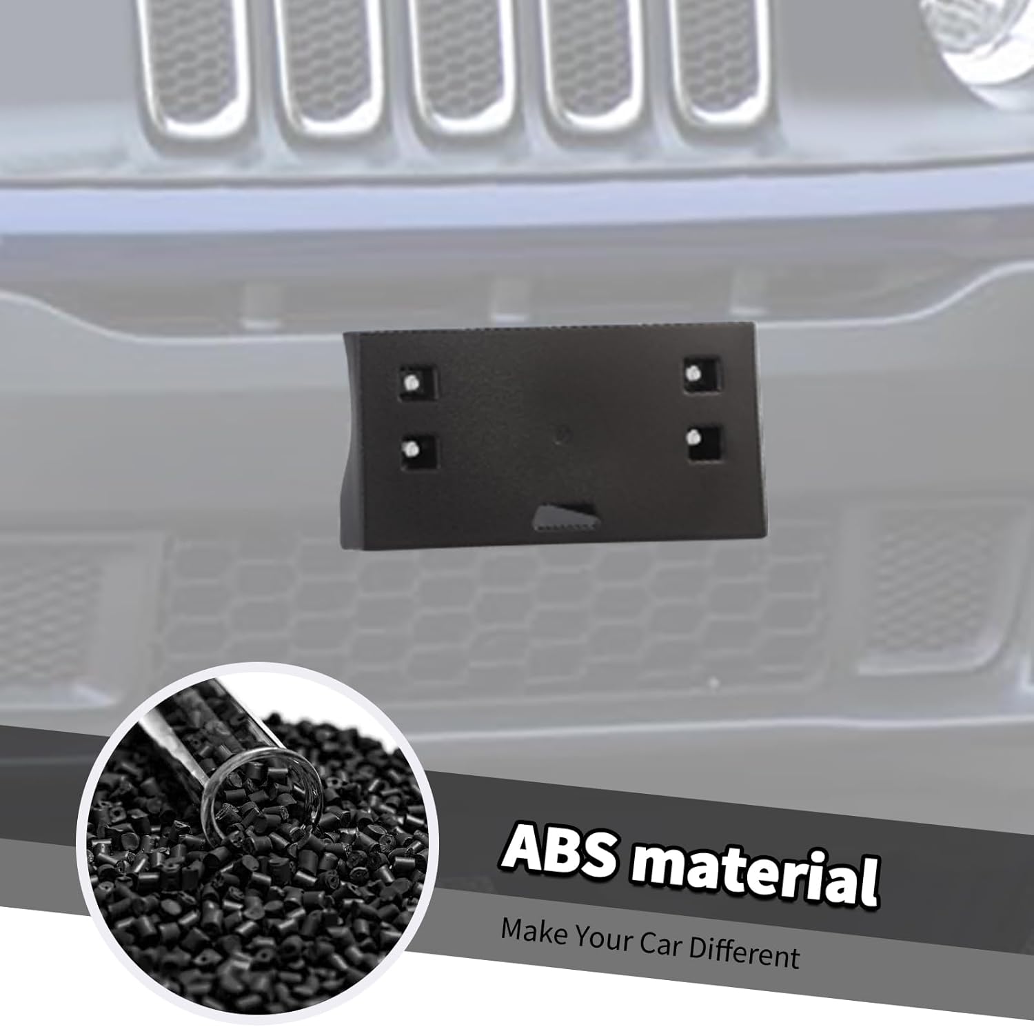 Jimen Fit for Jeep Renegade 2015-2018, No Drill Front License Plate Bracket Tag Holder Frame Mount