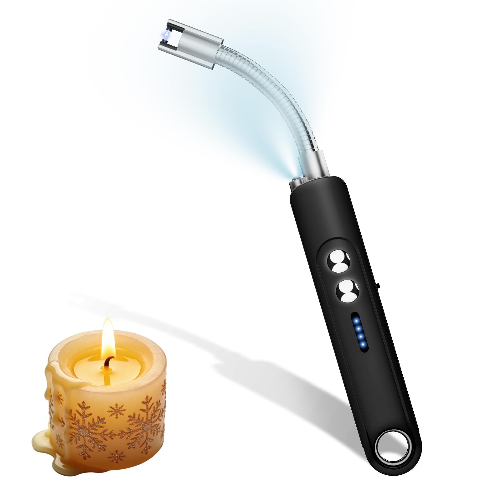 Lighters for Candle Flameless Plasma Arc Electric Lighter USB C Rechargeable Long Flexible Neck with Safety Switch for