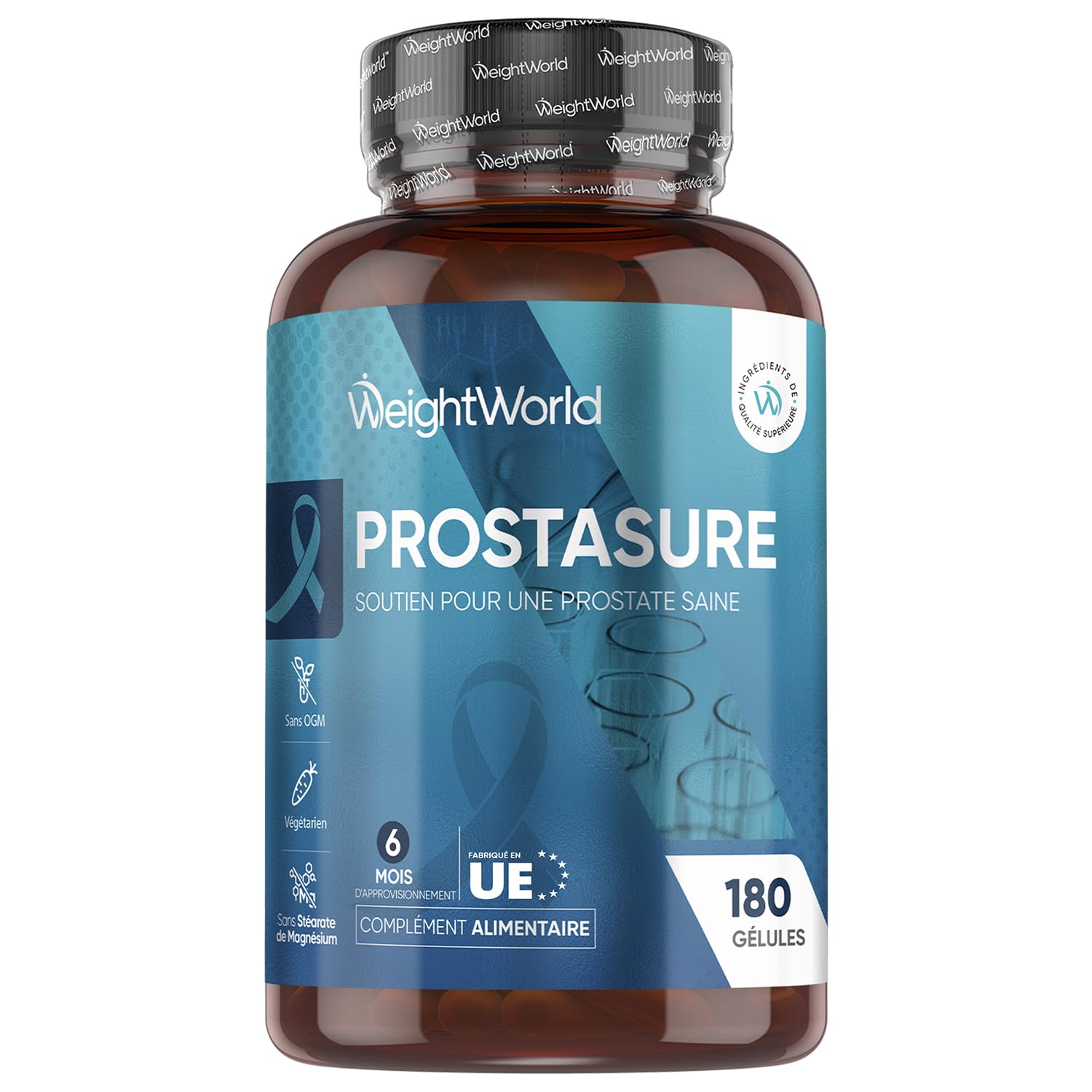 Prostasur 180 Gélules, avec Saw Palmetto Palmier Nain, Vitamines et Minéraux - Zinc, Vitamine B6 Vitamine D3, Graine de Courge Citrouille, Feuilles d'Ortie, 6 Mois - Prostasur pour Homme Extrait 20:1