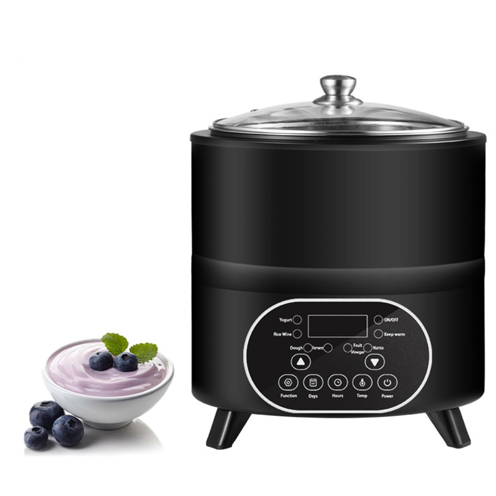 Smart Constant Temperature Yogurt Machine,8l Home Yogurt Incubator Electric Fermentation Machine,with Time and Temperature Control,for Fruit Vinegar/Yogurt/Rice Wine Black-12L